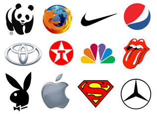 Symbol Logos - World Wide Fund For Nature, Mozilla Firefox, Nike, Pepsi, Toyota, Texaco, NBC, Rolling Stone, Playboy, Apple, Superman, Mercedes