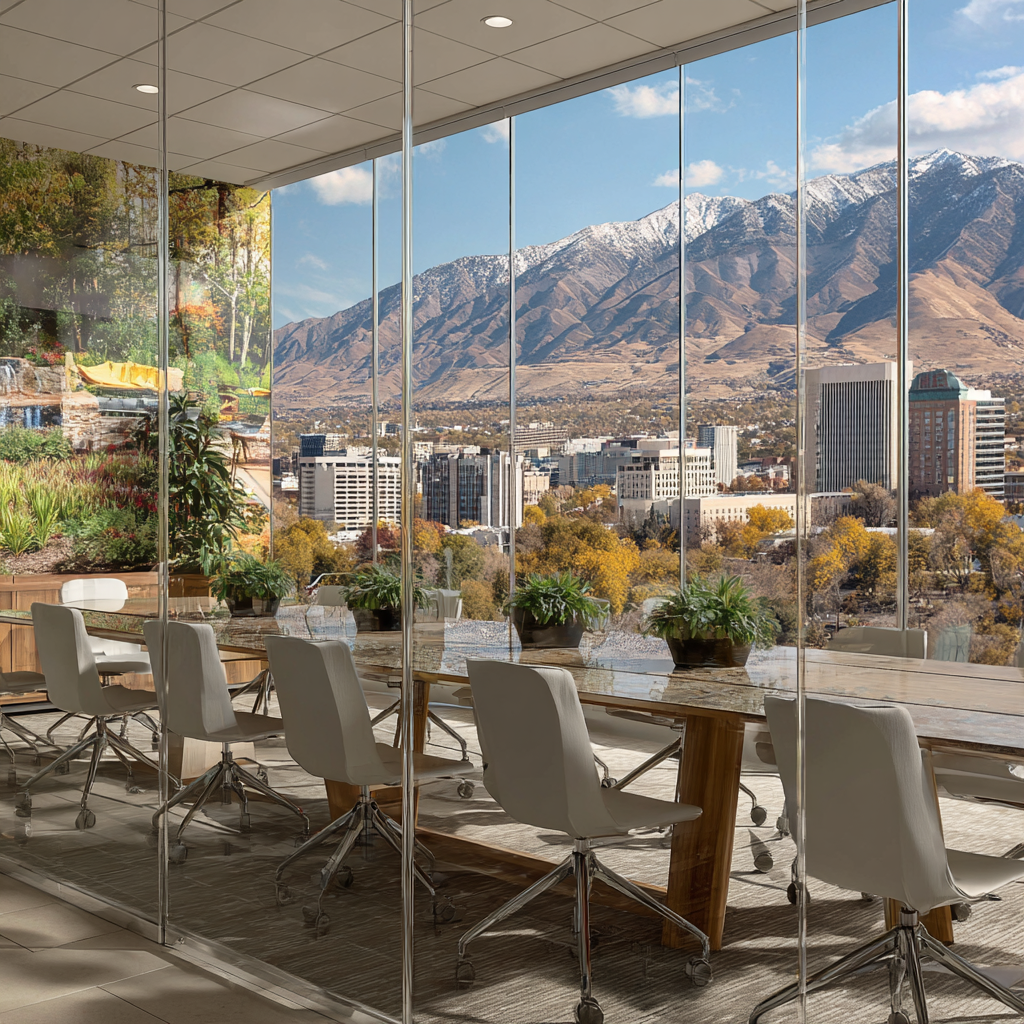 utah corporate office with a view of the mountains